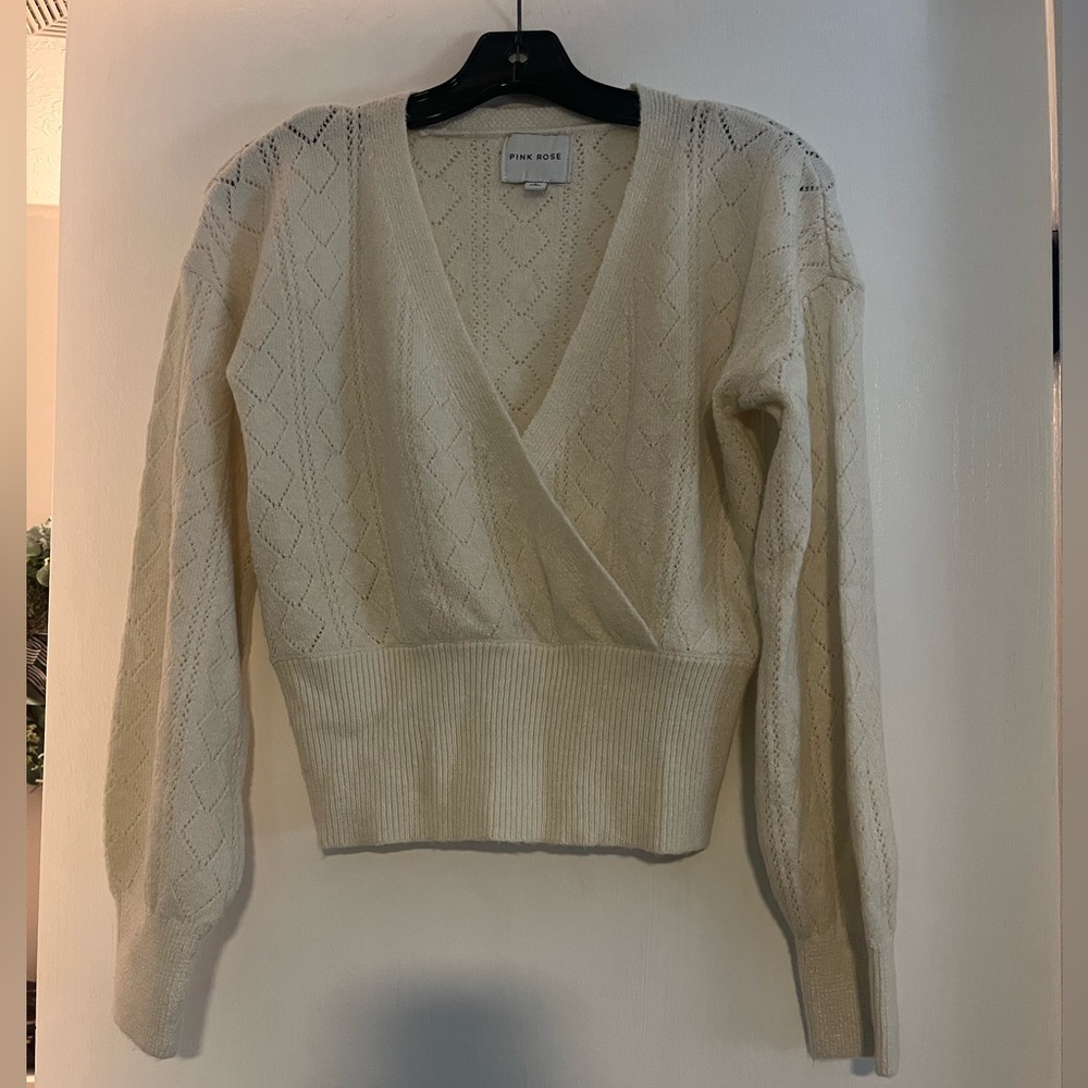 Pink Rose Women's Cream V-Neck Sweater NWOT from Nordstrom